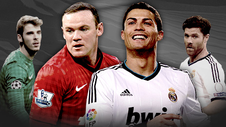 David de Gea, Wayne Rooney, Cristiano Ronaldo and Xabi Alonso