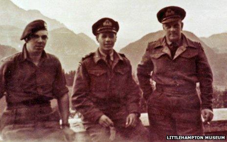 30AU officers at Hitler's mountain residence, the Berghof, above the town of Berchtesgaden in the Bavarian Alps