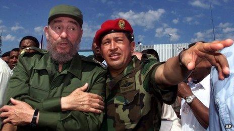 Hugo Chavez and Fidel Castro, 28 October 2000