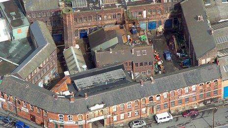 Overhead view of Portland Works