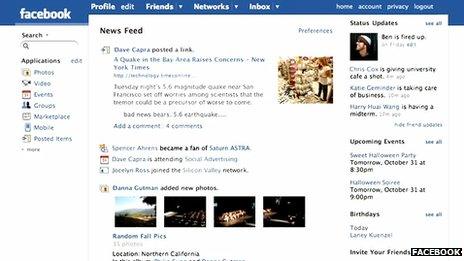 Facebook screenshot from 2007