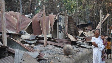 Destroyed houses in the village of Aladin Nagar