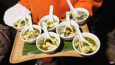 Nonya Seafood Laksa soup served during the press conference announcing the Inaugural World Street Food Congress 2013 at Spice Market on February 25, 2013 in New York City