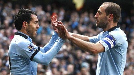 Carlos Tevez and Pablo Zabaleta