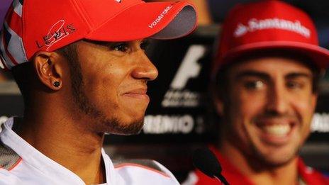 Happy times for Lewis Hamilton and Fernando Alonso