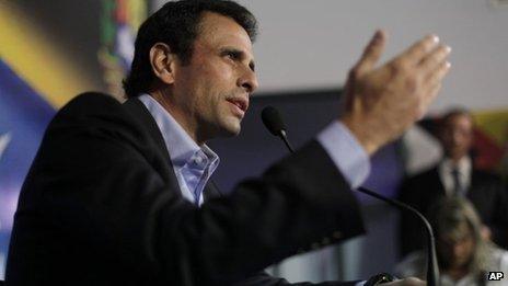 Opposition leader Henrique Capriles. 8 March 2013