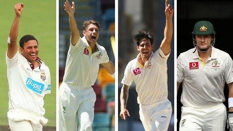 Usman Khawaja, James Pattinson, Mitchell Johnson, Shane Watson