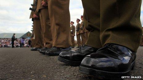 teenage soldiers on parade