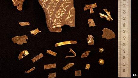 Some of the items from the Staffordshire Hoard