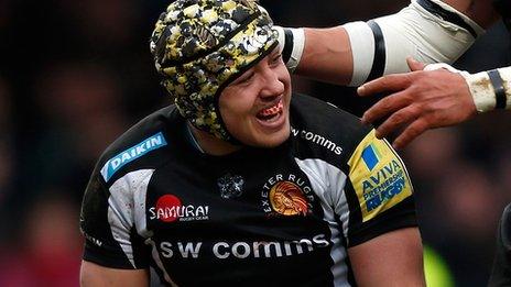 Jack Nowell celebrates his first Premiership try against London Welsh