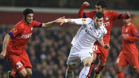 Christian Chivu and Gareth Bale