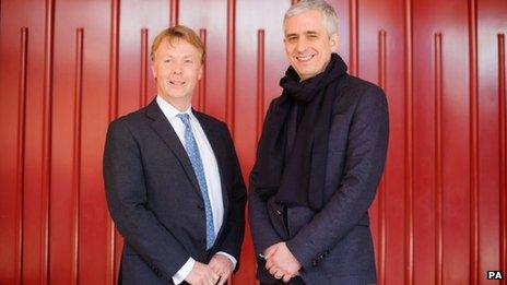 Managing Director of the Folio Society Toby Hartwell (left) and Founder of the Folio Prize Andrew Kidd at a photocall announcing the Folio Society as new sponsors of the Literature Prize