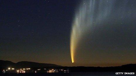 The McNaught comet appearing over Chile