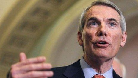 Rob Portman speaks on Capitol Hill in Washington 15 February 2011