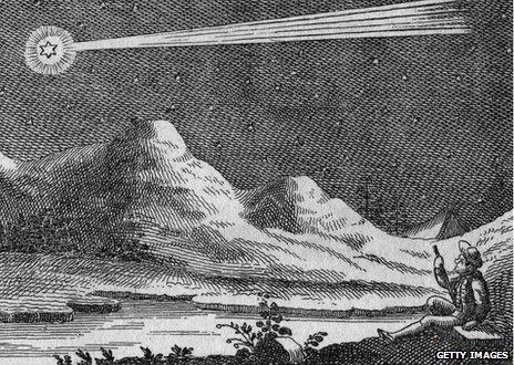 A 19th Century engraving of a comet