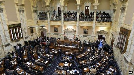 Maryland House of Delegates debate measure to ban capital punishment in Annapolis. 15 March 2013