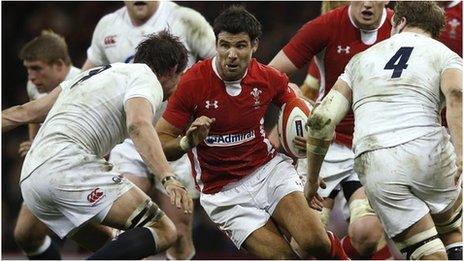 Wales scrum-half Mike Phillips on the attack