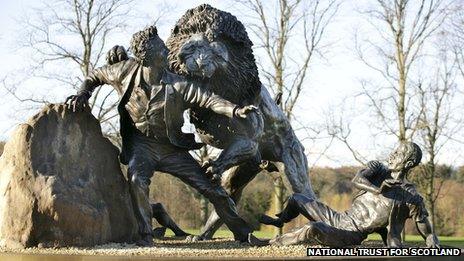 Lion statue is in the grounds of the David Livingstone Centre