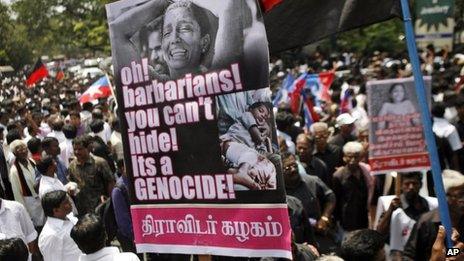 A DMK protest against Sri Lanka in in Chennai, India, March 5, 2013