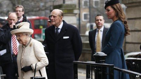 The Queen, The Duke of Edinburgh and the Duchess of Cambridge at Baker Street