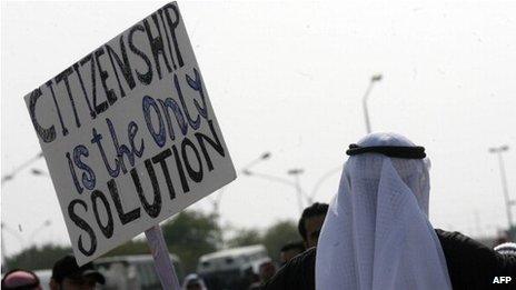 Bidun protest in Jahra, north-west of Kuwait City, on 6 January 2012