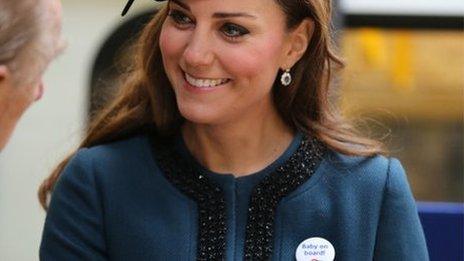 Duchess of Cambridge with her baby on board badge