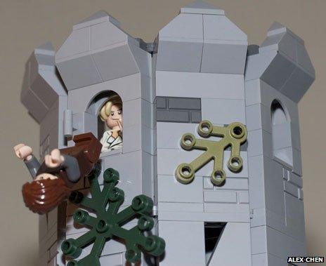 The attempted murder of Bran Stark by Jaime Lannister - in Lego