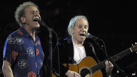 Paul Simon and Art Garfunkel performing in New York in 2009