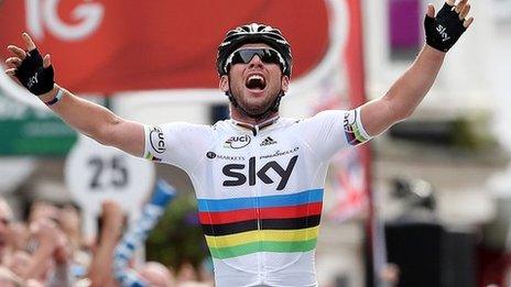 2011 road race World Champion Mark Cavendish won the last stage of the 2012 Tour of Britain in Guildford