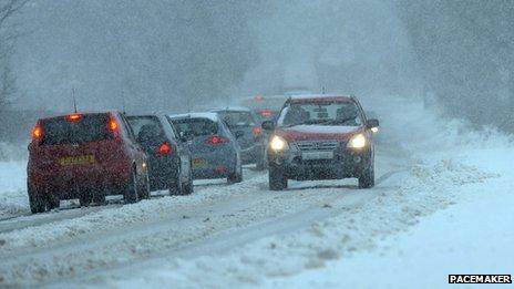 Traffic in the snow