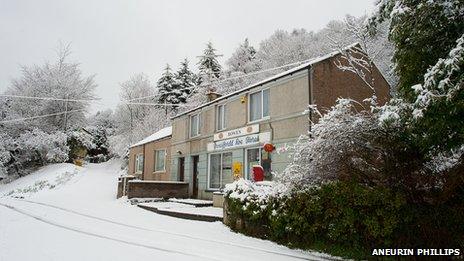 A snowy Rowen in the Conwy Valley on Saturday morning