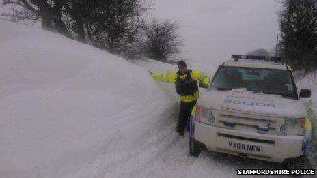 Snow on Staffordshire moorlands