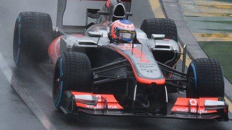 Jenson Button in the wet in Malaysia