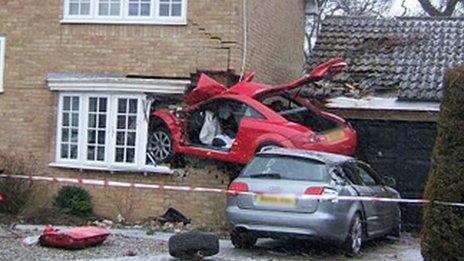 Audi embedded in Lowestoft home