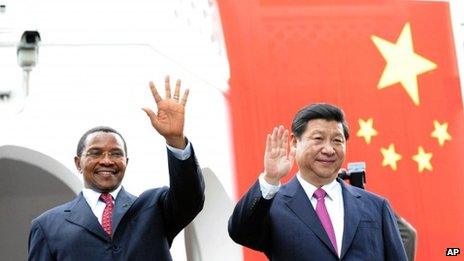 Chinese leader Xi Jinping with Tanzanian President Jakaya Kikwete