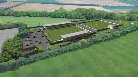 Artist's impression of Cambridge City FC's stadium, Sawston