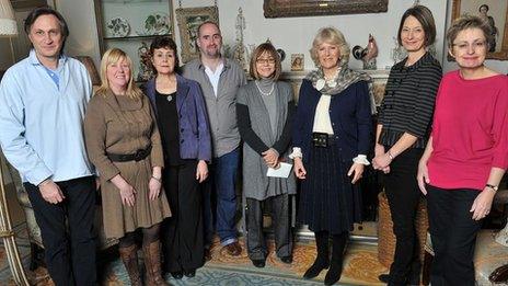 Michael Harrison, studio manager; Sally Lloyd, production manager; Sarah Coward who plays Caroline Sterling; Stephen Kennedy who plays Ian Craig; Joan Washington, the Duchess's voice coach; HRH Camilla Duchess of Cornwall; Joanna Toye, writer; editor Vanessa Whitburn