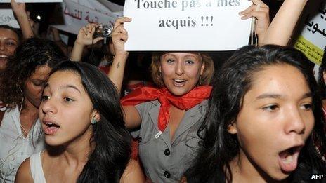 Tunisian women protesting