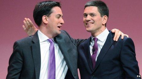 Labour Party leader Ed Miliband (left) with his brother David