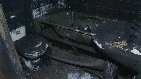 Fire damage to bathroom at 18 Victory Road