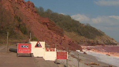 Landslip at Oddicombe beach