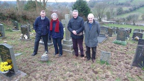 Simon Hart MP (left) with concerned local residents at St Martin's Church cemetery in Laugharne