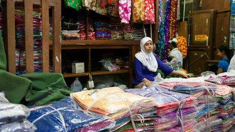 A Muslim stall owner in Mandalay market