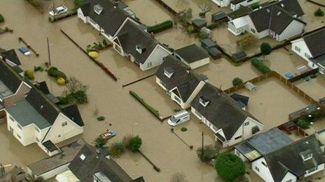 Flooded homes in St Asaph