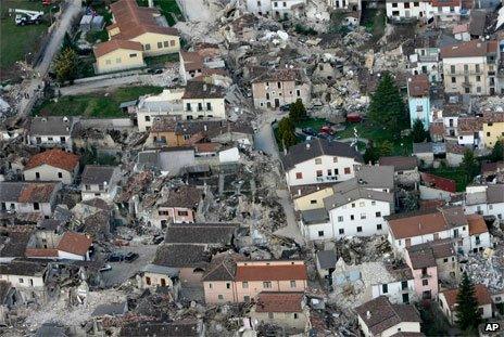 Quake-striken village near L'Aquila