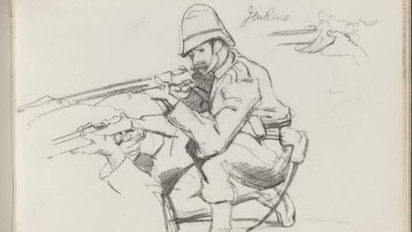 Sketch of Private Jenkins by Lady Butler