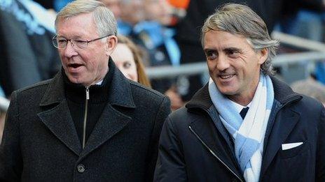 Manchester United manager Sir Alex Ferguson (left) and Manchester City counterpart Roberto Mancini