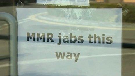 MMR jab clinic sign