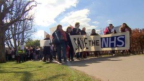 Campaigners stage protest in Cheltenham against plans to reduce services at the town's A&E