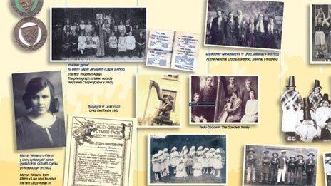 The timeline includes images and memories of Urdd events spanning decades